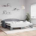 vidaXL, vidaXL Tagesbett Ausziehbar mit Matratze Hellgrau 100x200 cm Stoff