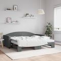 vidaXL, vidaXL Tagesbett Ausziehbar mit Matratzen Dunkelgrau 90x190 cm Stoff
