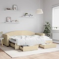 vidaXL, vidaXL Tagesbett Ausziehbar mit Schubladen Creme 80x200 cm Stoff