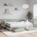 vidaXL, vidaXL Tagesbett Ausziehbar mit Schubladen Hellgrau 90x200 cm Samt