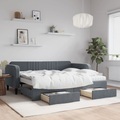 vidaXL, vidaXL Tagesbett Ausziehbar mit Schubladen Dunkelgrau 90x200 cm Samt