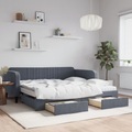 vidaXL, vidaXL Tagesbett Ausziehbar mit Schubladen Dunkelgrau 100x200 cm Samt