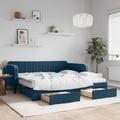 vidaXL, vidaXL Tagesbett Ausziehbar mit Schubladen Blau 100x200 cm Samt