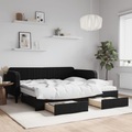 vidaXL, vidaXL Tagesbett Ausziehbar mit Schubladen Schwarz 100x200 cm Samt