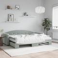 vidaXL, vidaXL Tagesbett Ausziehbar mit Matratzen Hellgrau 80x200 cm Samt