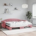 vidaXL, vidaXL Tagesbett Ausziehbar mit Matratzen Rosa 80x200 cm Samt