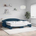 vidaXL, vidaXL Tagesbett Ausziehbar mit Matratzen Blau 90x200 cm Samt
