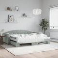 vidaXL, vidaXL Tagesbett Ausziehbar mit Matratzen Hellgrau 90x200 cm Samt