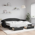 vidaXL, vidaXL Tagesbett Ausziehbar mit Schubladen Schwarz 90x200 cm Stoff