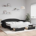 vidaXL, vidaXL Tagesbett Ausziehbar mit Schubladen Schwarz 100x200 cm Stoff