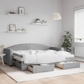 vidaXL, vidaXL Tagesbett Ausziehbar mit Schubladen Hellgrau 80x200 cm Stoff