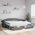 vidaXL, vidaXL Tagesbett Ausziehbar mit Schubladen Dunkelgrau 80x200 cm Stoff