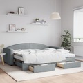 vidaXL, vidaXL Tagesbett Ausziehbar mit Schubladen Hellgrau 90x200 cm Stoff