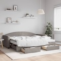 vidaXL, vidaXL Tagesbett Ausziehbar mit Schubladen Taupe 90x200 cm Stoff