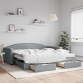 vidaXL, vidaXL Tagesbett Ausziehbar mit Schubladen Hellgrau 100x200 cm Stoff