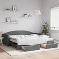 vidaXL, vidaXL Tagesbett Ausziehbar mit Schubladen Dunkelgrau 100x200 cm Stoff