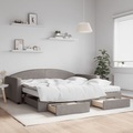 vidaXL, vidaXL Tagesbett Ausziehbar mit Schubladen Taupe 100x200 cm Stoff