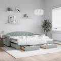 vidaXL, vidaXL Tagesbett Ausziehbar mit Schubladen Hellgrau 90x200 cm Samt