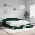 vidaXL, vidaXL Tagesbett Ausziehbar mit Schubladen Dunkelgrün 90x200 cm Samt