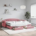 vidaXL, vidaXL Tagesbett Ausziehbar mit Schubladen Rosa 90x200 cm Samt