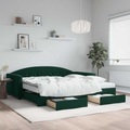 vidaXL, vidaXL Tagesbett Ausziehbar mit Schubladen Dunkelgrün 100x200 cm Samt