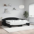 vidaXL, vidaXL Tagesbett Ausziehbar mit Matratzen Schwarz 90x200 cm Samt