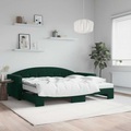 vidaXL, vidaXL Tagesbett Ausziehbar mit Matratzen Dunkelgrün 90x200 cm Samt