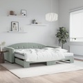 vidaXL, vidaXL Tagesbett Ausziehbar mit Matratzen Hellgrau 100x200 cm Samt