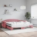vidaXL, vidaXL Tagesbett Ausziehbar mit Matratzen Rosa 100x200 cm Samt