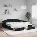 vidaXL, vidaXL Tagesbett Ausziehbar mit Schubladen Schwarz 90x200 cm Samt