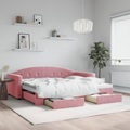 vidaXL, vidaXL Tagesbett Ausziehbar mit Schubladen Rosa 90x200 cm Samt