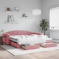 vidaXL, vidaXL Tagesbett Ausziehbar mit Schubladen Rosa 100x200 cm Samt