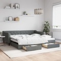 vidaXL, vidaXL Tagesbett Ausziehbar mit Schubladen Dunkelgrau 100x200 cm Stoff