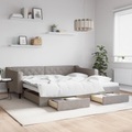 vidaXL, vidaXL Tagesbett Ausziehbar mit Schubladen Taupe 100x200 cm Stoff
