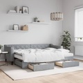 vidaXL, vidaXL Tagesbett Ausziehbar mit Schubladen Hellgrau 80x200 cm Stoff