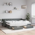 vidaXL, vidaXL Tagesbett Ausziehbar mit Schubladen Dunkelgrau 80x200 cm Stoff