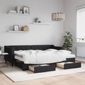vidaXL, vidaXL Tagesbett Ausziehbar mit Schubladen Schwarz 80x200 cm Stoff
