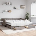 vidaXL, vidaXL Tagesbett Ausziehbar mit Schubladen Taupe 100x200 cm Stoff
