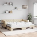 vidaXL, vidaXL Tagesbett Ausziehbar Creme 90x200 cm Stoff