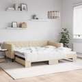 vidaXL, vidaXL Tagesbett Ausziehbar Creme 100x200 cm Stoff