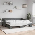 vidaXL, vidaXL Tagesbett Ausziehbar mit Matratzen Dunkelgrau 80x200 cm Stoff