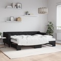 vidaXL, vidaXL Tagesbett Ausziehbar mit Matratzen Schwarz 80x200 cm Stoff
