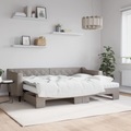 vidaXL, vidaXL Tagesbett Ausziehbar mit Matratzen Taupe 80x200 cm Stoff