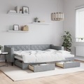 vidaXL, vidaXL Tagesbett Ausziehbar mit Schubladen Hellgrau 80x200 cm Stoff