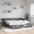 vidaXL, vidaXL Tagesbett Ausziehbar mit Schubladen Dunkelgrau 80x200 cm Stoff