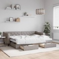 vidaXL, vidaXL Tagesbett Ausziehbar mit Schubladen Taupe 80x200 cm Stoff