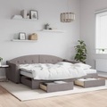 vidaXL, vidaXL Tagesbett Ausziehbar mit Schubladen Taupe 90x200 cm Stoff
