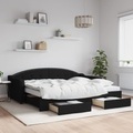 vidaXL, vidaXL Tagesbett Ausziehbar mit Schubladen Schwarz 90x200 cm Stoff