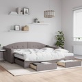 vidaXL, vidaXL Tagesbett Ausziehbar mit Schubladen Taupe 100x200 cm Stoff
