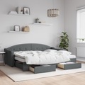 vidaXL, vidaXL Tagesbett Ausziehbar mit Schubladen Dunkelgrau 80x200 cm Stoff